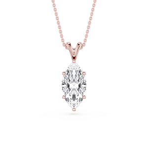 Marquise Lab Grown Diamond Six Prong Double Bail Solitaire Pendant - 16 to 18 Inches