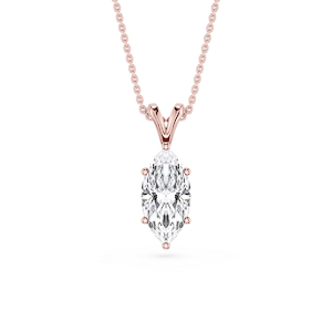 Marquise Lab Grown Diamond Six Prong Double Bail Solitaire Pendant - 16 to 18 Inches