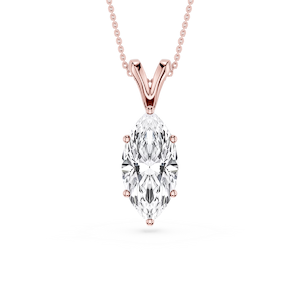 Marquise Lab Grown Diamond Six Prong Double Bail Solitaire Pendant - 16 to 18 Inches