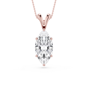 Marquise Lab Grown Diamond Six Prong Double Bail Solitaire Pendant - 16 to 18 Inches