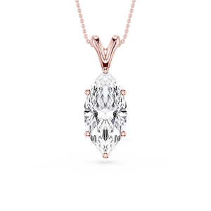 Marquise Lab Grown Diamond Six Prong Double Bail Solitaire Pendant - 16 to 18 Inches