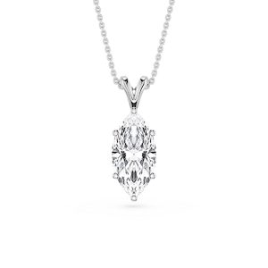 Marquise Lab Grown Diamond Six Prong Double Bail Solitaire Pendant - 16 to 18 Inches