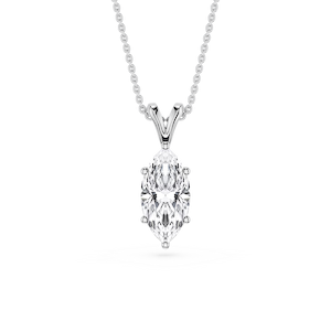 Marquise Lab Grown Diamond Six Prong Double Bail Solitaire Pendant - 16 to 18 Inches