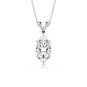 Marquise Lab Grown Diamond Six Prong Double Bail Solitaire Pendant - 16 to 18 Inches