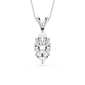 Marquise Lab Grown Diamond Six Prong Double Bail Solitaire Pendant - 16 to 18 Inches