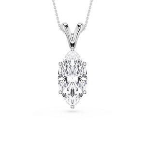 Marquise Lab Grown Diamond Six Prong Double Bail Solitaire Pendant - 16 to 18 Inches