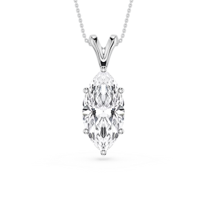 Marquise Lab Grown Diamond Six Prong Double Bail Solitaire Pendant - 16 to 18 Inches