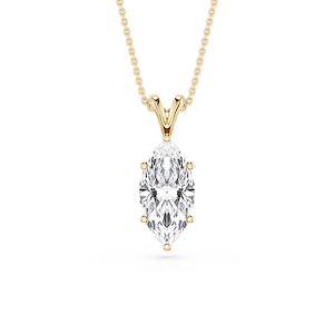 Marquise Lab Grown Diamond Six Prong Double Bail Solitaire Pendant - 16 to 18 Inches