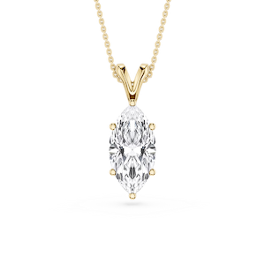 Marquise Lab Grown Diamond Six Prong Double Bail Solitaire Pendant - 16 to 18 Inches
