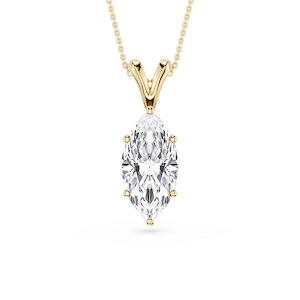 Marquise Lab Grown Diamond Six Prong Double Bail Solitaire Pendant - 16 to 18 Inches