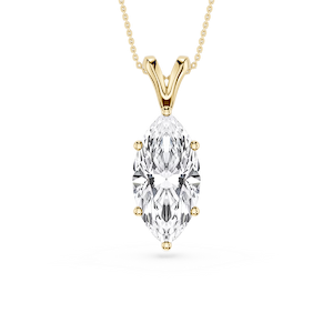 Marquise Lab Grown Diamond Six Prong Double Bail Solitaire Pendant - 16 to 18 Inches