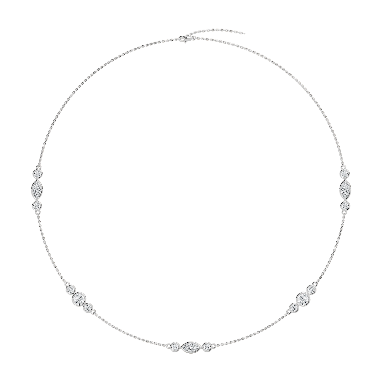 Marquise Round Chain Necklace in Rose Gold