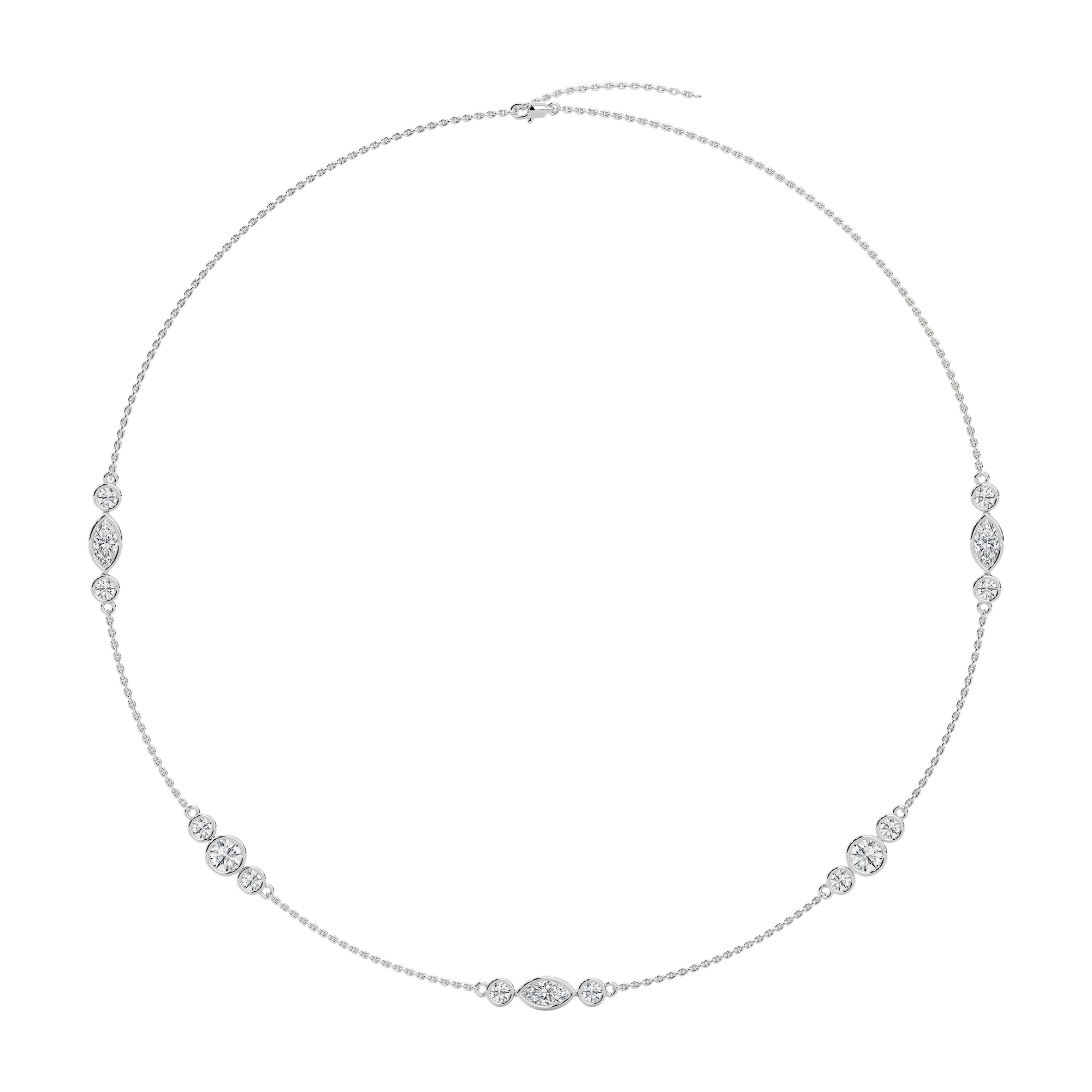 Marquise Round Chain Necklace in Rose Gold