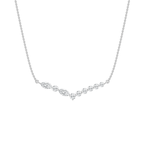 1 ctw Marquise and Round Lab Grown Diamond Chevron Flare Necklace - 18 Inches