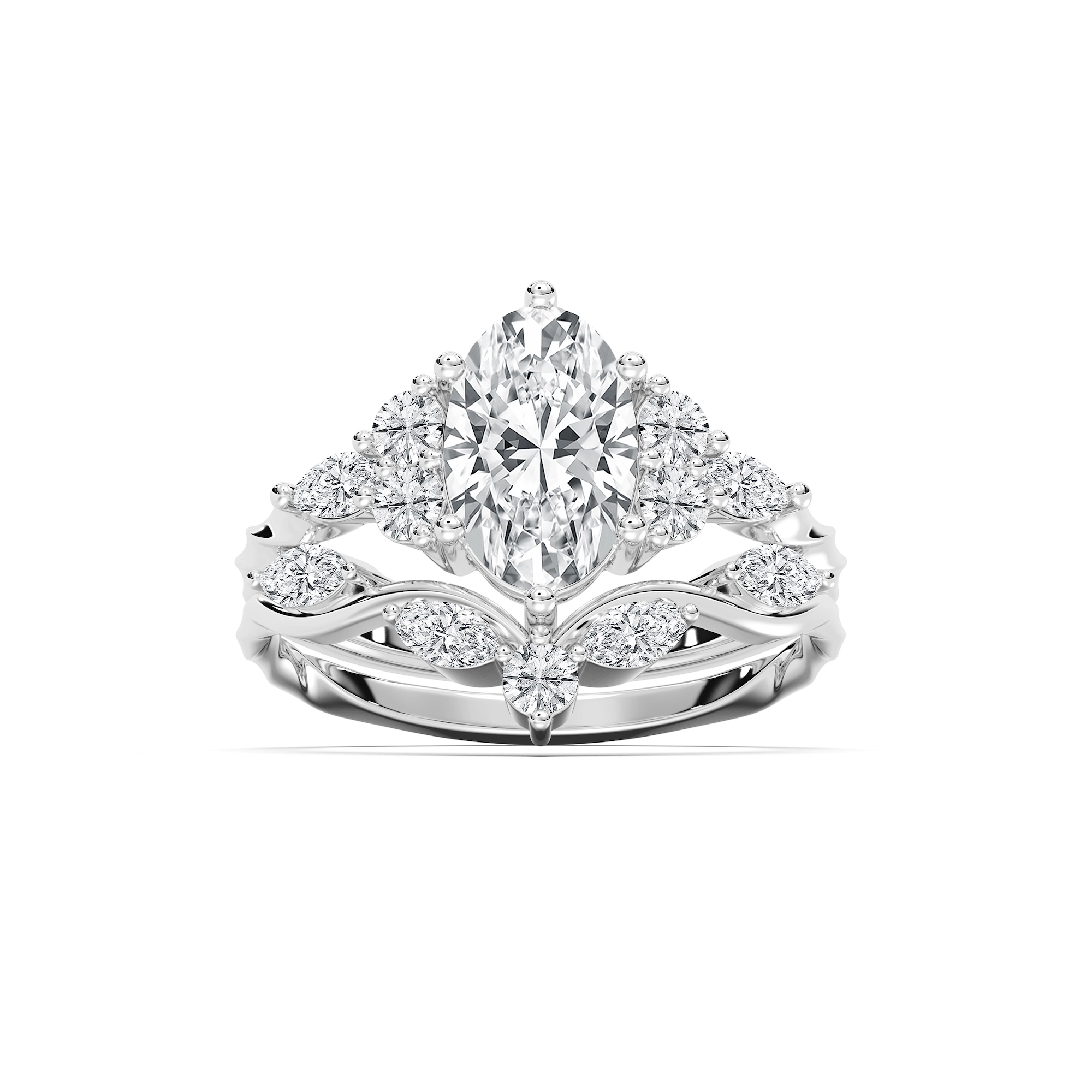 Maura 2 ¼ ctw Oval Lab Grown Diamond Nature Inspired Vine Motif Wedding Set