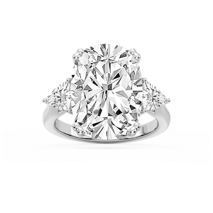 Meghan 16 ctw Elongated Cushion Lab Grown Diamond Three Stone Engagement Ring - Signature Collection