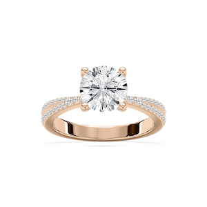 Meline 2 ¹⁄₅ ctw Round Lab Grown Diamond Split Pave Side Stone Engagement Ring