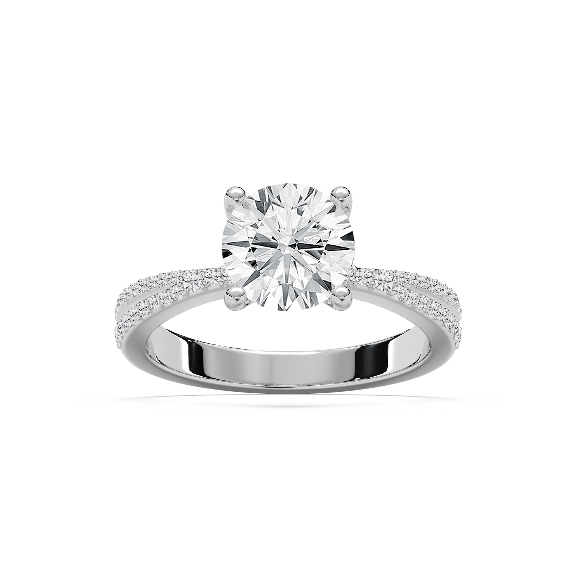 Meline Split Pave Round Engagement Ring in Rose Gold