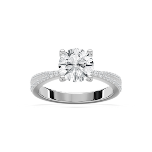 Meline 2 ¹⁄₅ ctw Round Lab Grown Diamond Split Pave Side Stone Engagement Ring