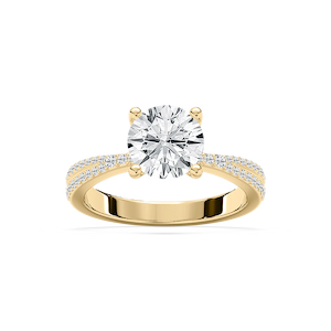 Meline 2 ¹⁄₅ ctw Round Lab Grown Diamond Split Pave Side Stone Engagement Ring