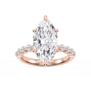 Melody Marquise Lab Grown Diamond Single Shared Prong Collar Hidden Halo Engagement Ring