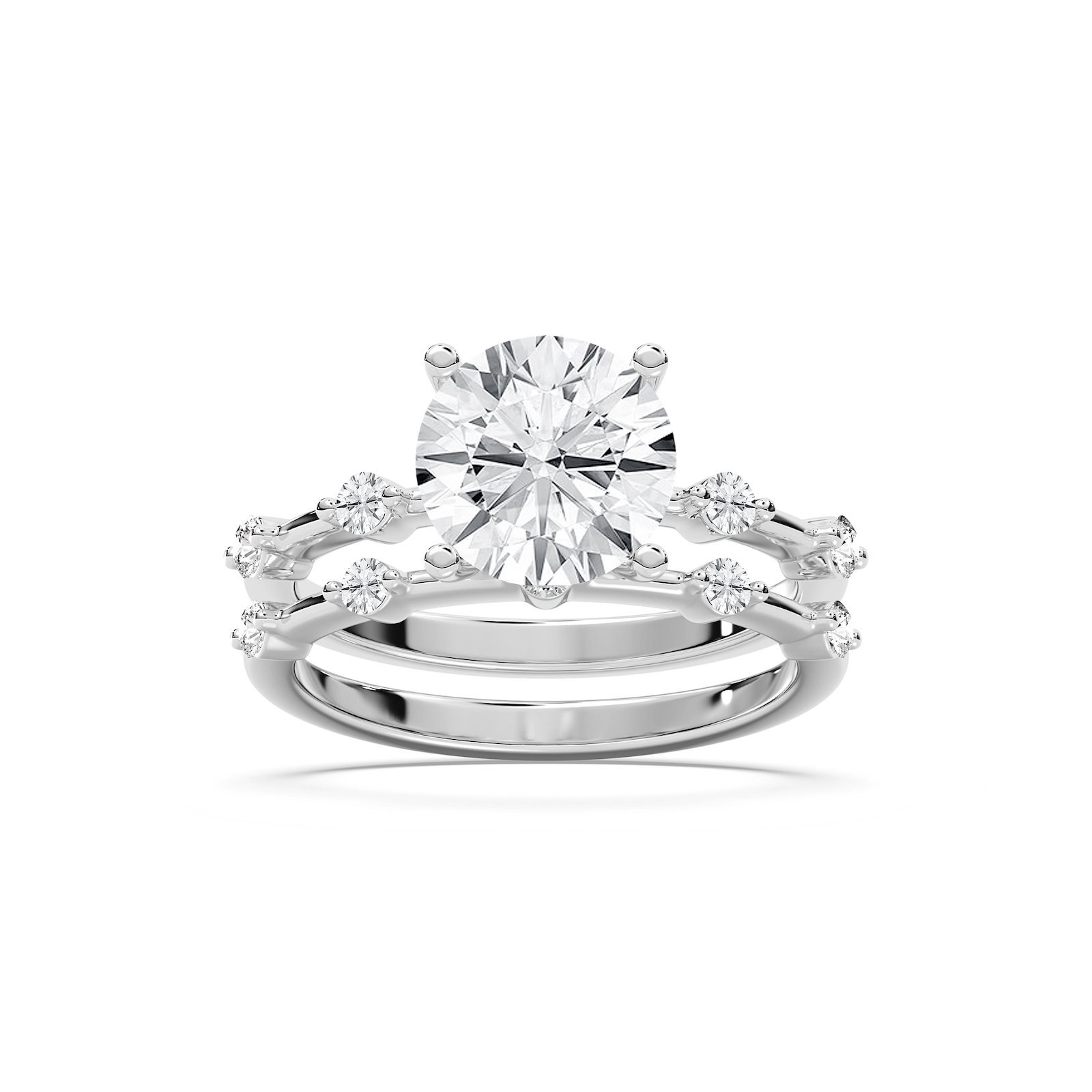 Mila 2 ⅝ ctw Round Lab Grown Diamond Station Wedding Set