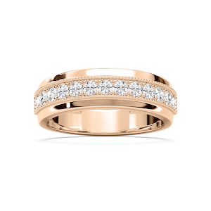 Louis 3/4 ctw Round Lab Grown Diamond 4.35mm Milgrain Channel Mens Wedding Band