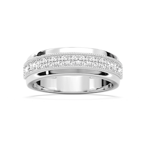 Louis 3/4 ctw Round Lab Grown Diamond 4.35mm Milgrain Channel Mens Wedding Band
