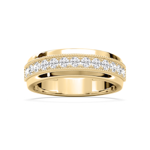 Louis 3/4 ctw Round Lab Grown Diamond 4.35mm Milgrain Channel Mens Wedding Band