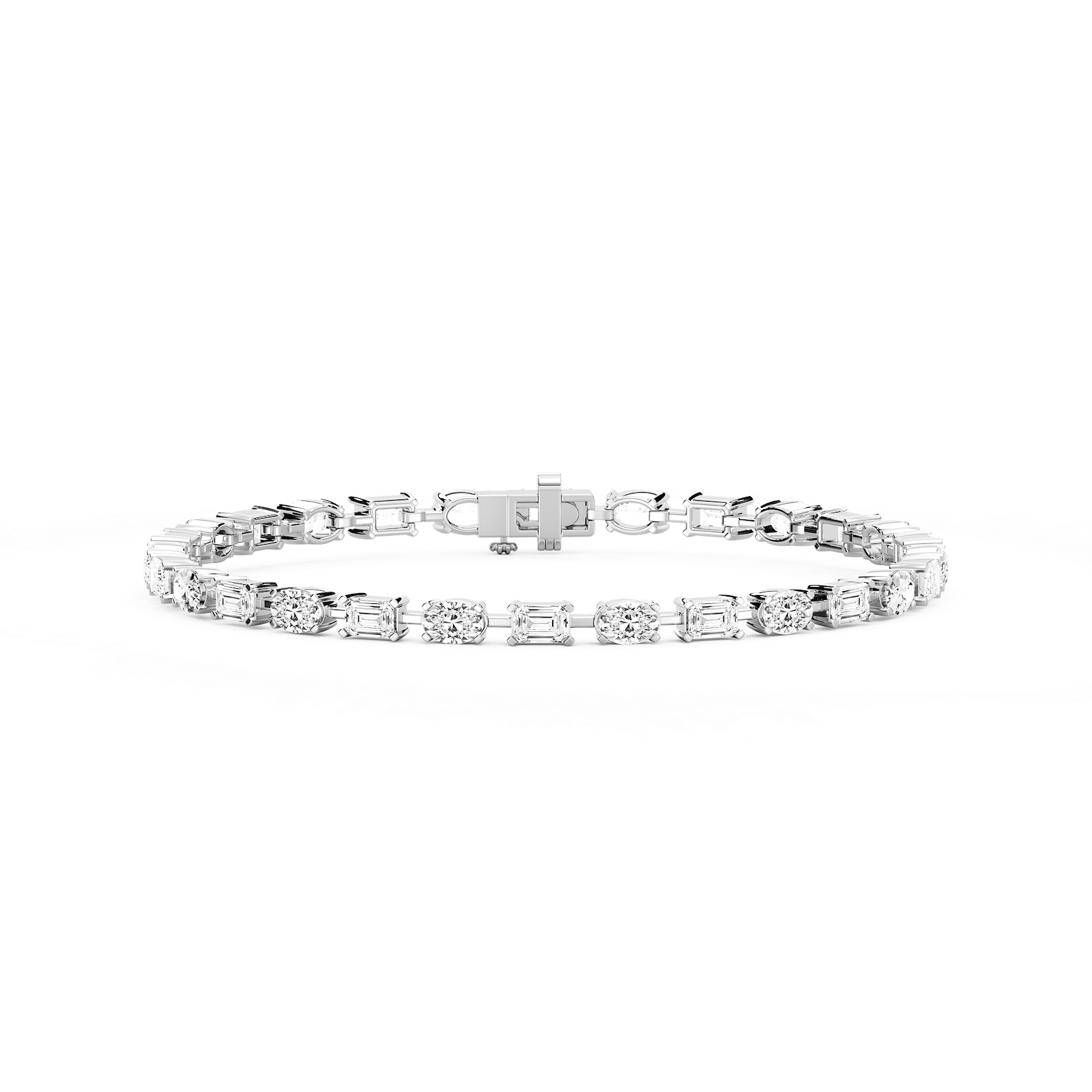 7 ctw Emerald and Oval Lab Grown Diamond Bar Link Tennis Bracelet  - 7 Inches