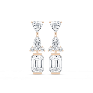 1 ½ ctw Emerald, Marquise, Trillion, and Round Lab Grown Diamond Mixed Shapes Drop Earrings