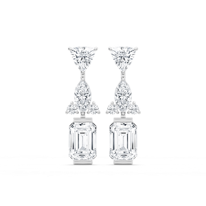 1 ½ ctw Emerald, Marquise, Trillion, and Round Lab Grown Diamond Mixed Shapes Drop Earrings