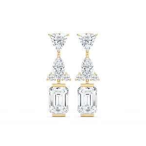 1 ½ ctw Emerald, Marquise, Trillion, and Round Lab Grown Diamond Mixed Shapes Drop Earrings