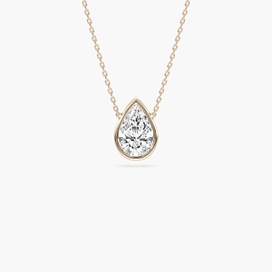Pear Lab Grown Diamond Modern Bezel Pendant - 18 Inches