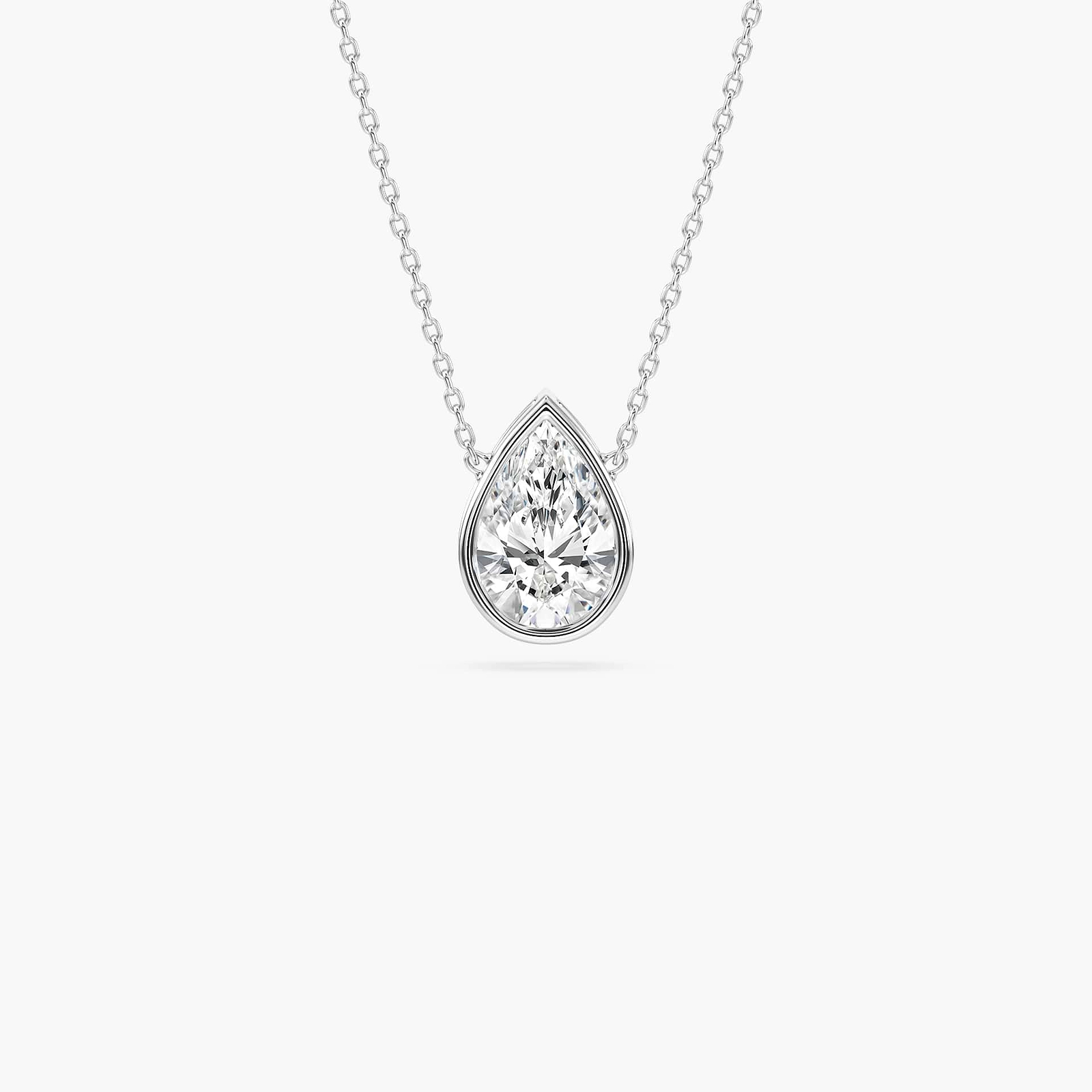 Pear Lab Grown Diamond Modern Bezel Pendant - 18 Inches