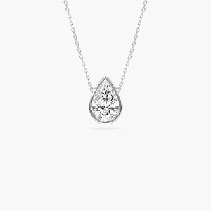 Pear Lab Grown Diamond Modern Bezel Pendant - 18 Inches