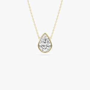 Pear Lab Grown Diamond Modern Bezel Pendant - 18 Inches