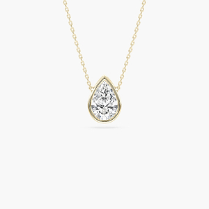 Pear Lab Grown Diamond Modern Bezel Pendant - 18 Inches
