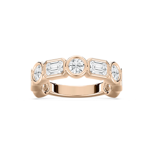 Hailey 2 ⅞ ctw Emerald and Round Lab Grown Diamond Bezel Three Quarter Eternity Band