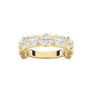 Hailey 2 ⅞ ctw Emerald and Round Lab Grown Diamond Bezel Three Quarter Eternity Band