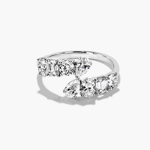 Multi Shape Cross Over Band with 1.80ctw in 14K White Gold