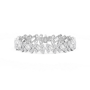 24 ⁵⁄₈ ctw Round, Emerald and Pear Lab Grown Diamond Floral Tennis Bracelet  - 7.15 Inches