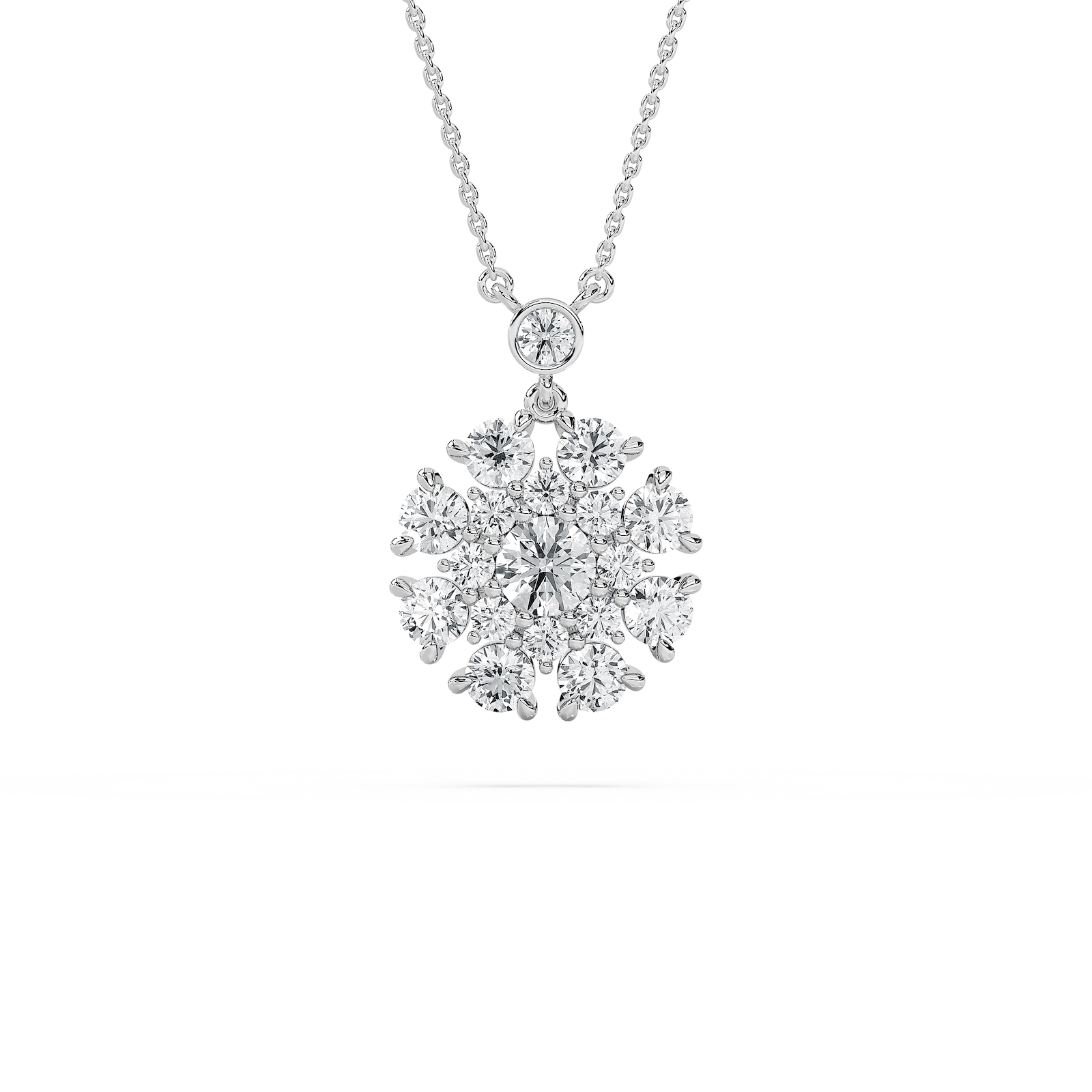 2 ⅓ ctw Round Lab Grown Diamond Multi-Demension Vintage Radiance Pendant  - 18 Inches