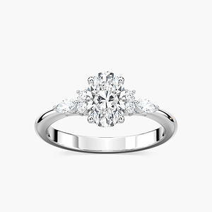 Clio Oval Lab Grown Diamond Arched Side Stone Engagement Ring