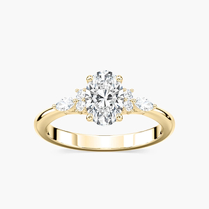 Clio Oval Lab Grown Diamond Arched Side Stone Engagement Ring