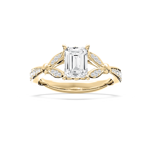 Nadine 1 ctw Emerald Lab Grown Diamond Floral Side Stone Engagement Ring