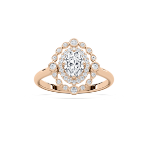 Naida 7/8 ctw Oval Lab Grown Diamond Petite Antique Halo Engagement Ring