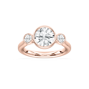 Nina 2 ½ ctw Round Lab Grown Diamond Bezel Set Three Stone Engagement Ring