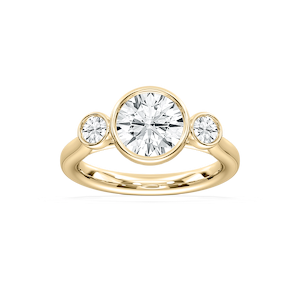 Nina 2 ½ ctw Round Lab Grown Diamond Bezel Set Three Stone Engagement Ring
