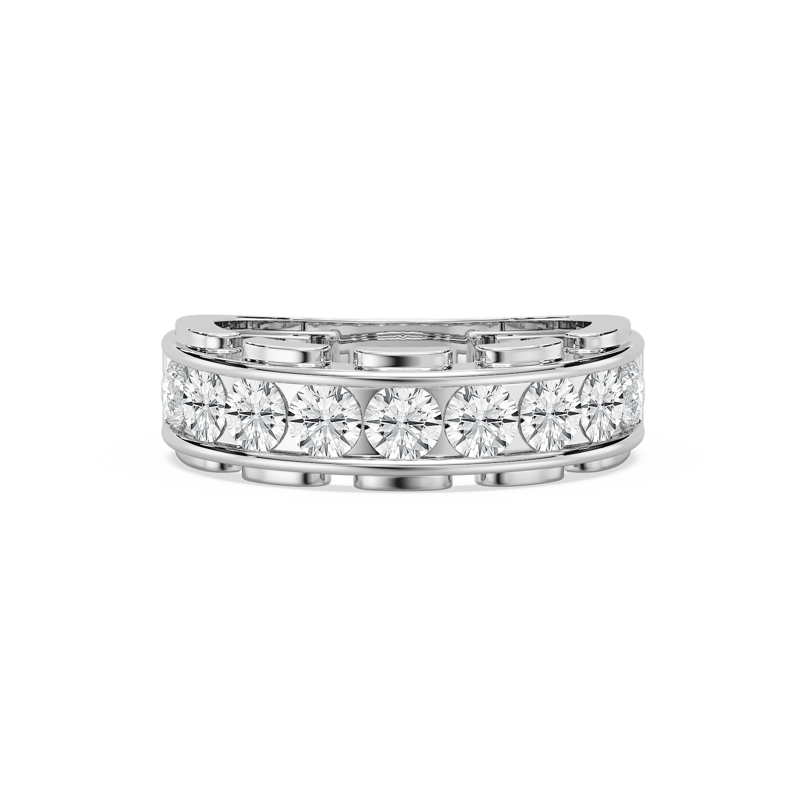 Kaylee 1 ½ ctw Round Lab Grown Diamond Nine Stone Link Anniversary Band